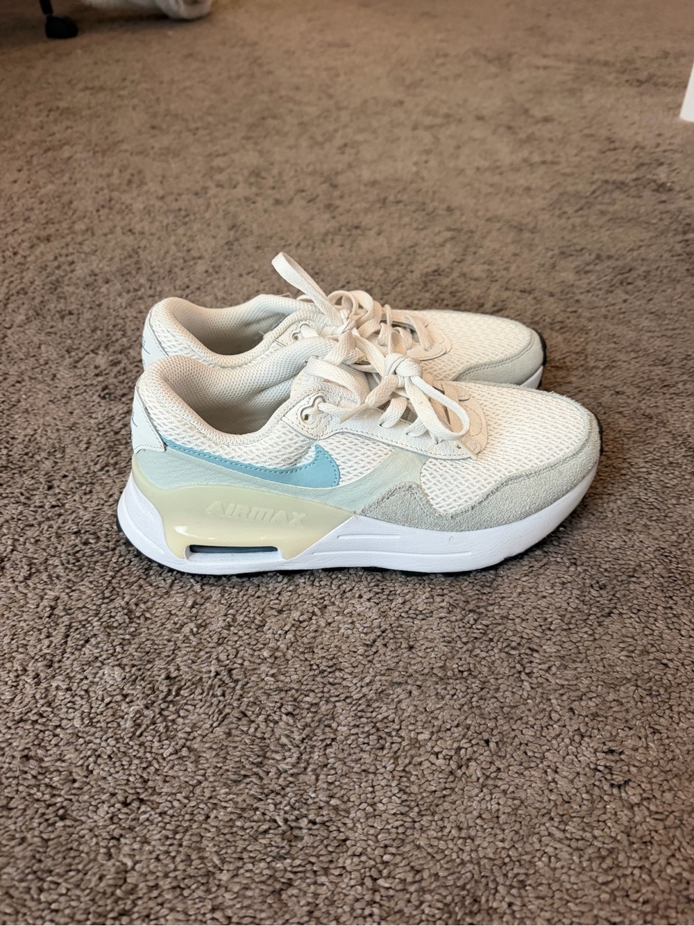 Nike Air Max Cream White with Light Blue Accent Sneakers